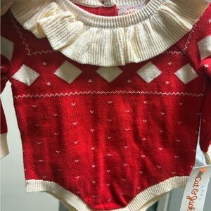 Cat & Jack Red and Cream Baby Christmas Sweater
